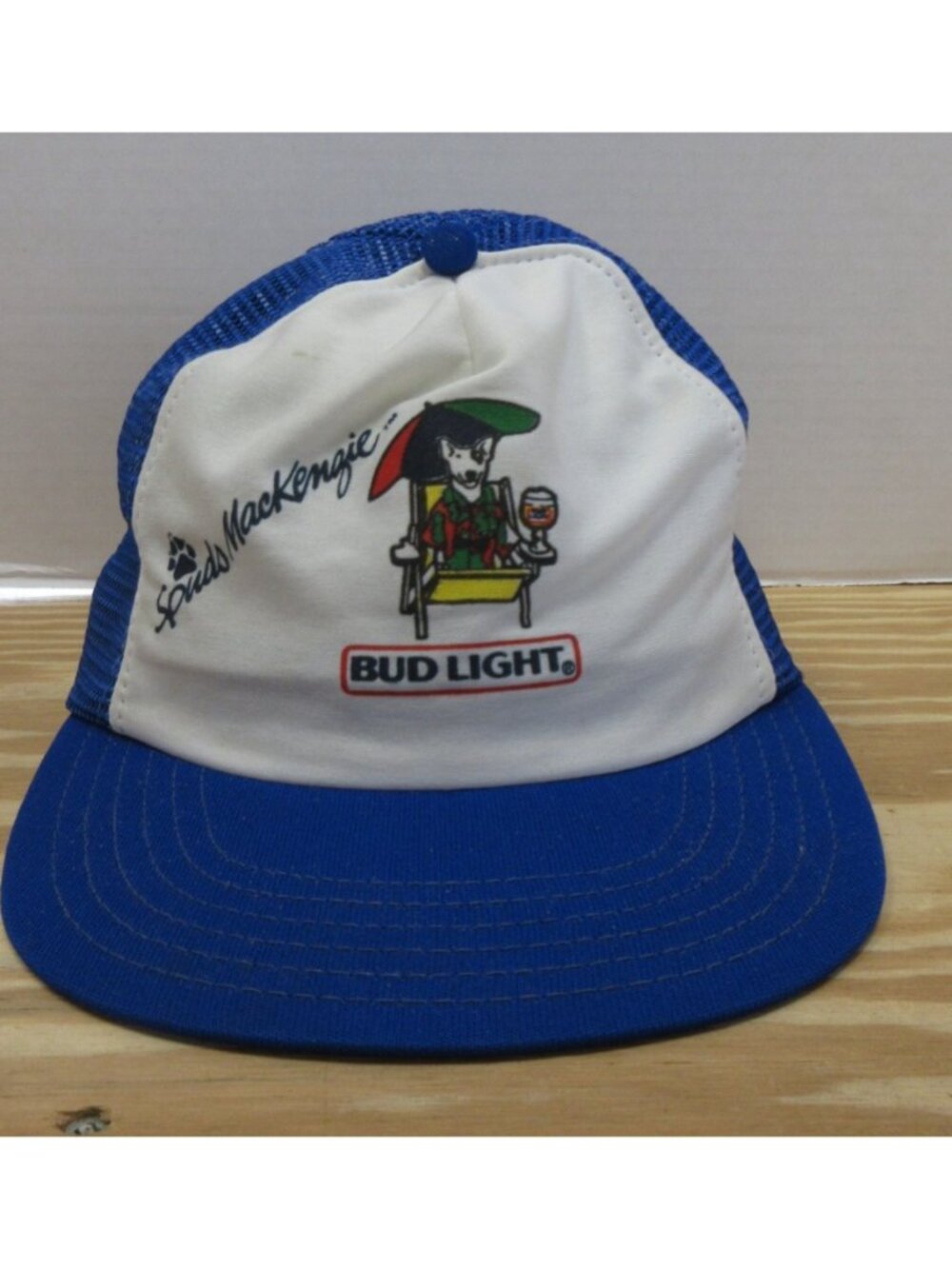 VINTAGE Spuds MacKenzie Hat Cap Snapback White Bud Light Trucker 80s *